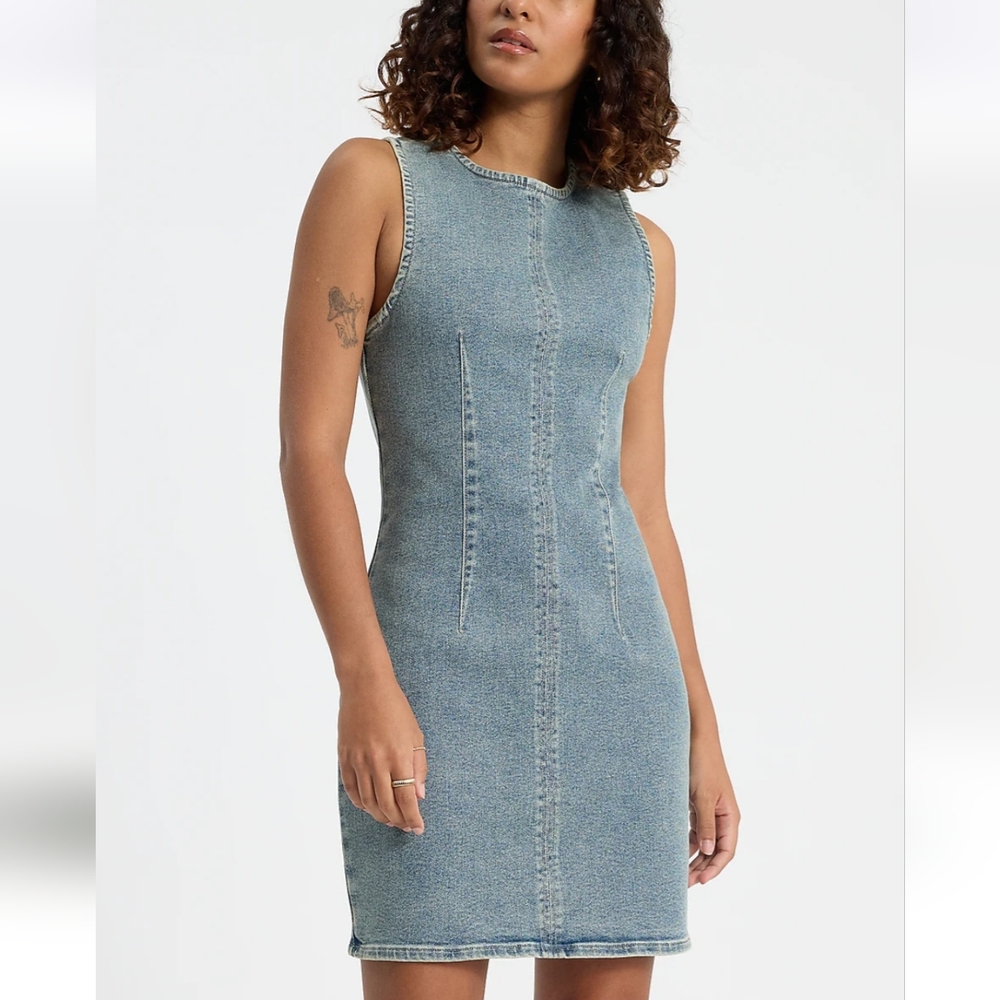 NWT Express Denim Sleeveless Hyper Sculpt Mini Dress Size Medium